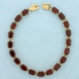 19ct Tw Garnet Line Bracelet In 14k Yellow Gold