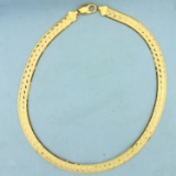 18 Inch Diamond Cut Herringbone Link Necklace In 14k Yellow Gold