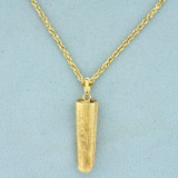 Jewish Mezuzah Pendant On Rope Chain In 14k Yellow Gold