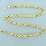 21 Inch Rope Link Chain Necklace In 14k Yellow Gold