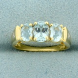 2ct Tw Aquamarine And Diamond Ring In 14k Yellow Gold