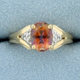 Mystic Topaz And Diamond Ring In 10k Yellow And White Gold