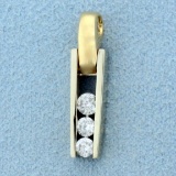 Three Stone Diamond Pendant In 14k Yellow And White Gold