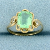 Green Quartz Vintage Ring In 10k Yellow Gold