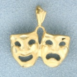 Comedy Tragedy Theater Pendant In 14k Yellow Gold