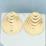 Designer Egg Shape Statement Earrings In 14k Yellow Gold