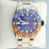 Mens Armand Nicolet Js9 44mm Gmt Automatic Pepsi Ceramic Watch