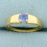 Tanzanite Solitaire Ring In 14k Yellow Gold