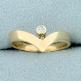 V Shaped Diamond Ring In 14k Yellow Gold