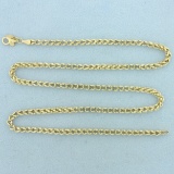 Designer 20 Inch Curb Box Link Chain Necklace In 14k Yellow Gold