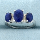 2.5ctw Sapphire & Diamond 3-stone Ring In Sterling Silver