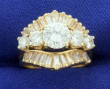 2.75ct Tw Round And Baguette Diamond Engagement Ring In 14k Yellow Gold