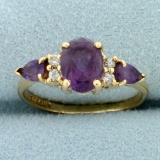 2ct Tw Amethyst And Diamond Ring In 14k Yellow Gold