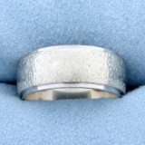 Textured Finish Wedding Band Ring In 14k White Gold