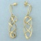 Designer Spiral Dangle Earrings In 14k Yellow Gold