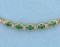 Natural Emerald And Diamond Bracelet In 14k Yellow Gold
