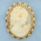 Large Vintage Cameo Pin Or Pendant In 14k Yellow Gold
