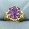 Amethyst Flower Design Ring In 14k Yellow Gold
