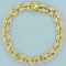 8 Inch Double Link Charm Bracelet In 14k Yellow Gold