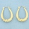 Designer Elongated Hoop Earrings In 14k Yellow Gold