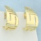Greek Key Design J Hoop Earrings In 14k Yellow Gold