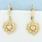 Beverly Hills Gold Heart Dangle Earrings In 14k Yellow And Rose Gold