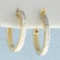 Diamond Cut Two Tone Hoop Earrings In 14k Yellow And White Gold