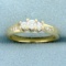 Three Stone Diamond Engagement Ring In 14k Yellow Gold