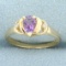 Amethyst And Diamond Ring In 14k Yellow Gold
