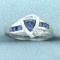 1ct Tw Lab Sapphire And Diamond Ring In 10k White Gold