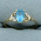 Swiss Blue Topaz And Diamond Ring In 10k Yellow And White Gold