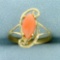 Pink Coral Ring In 14k Yellow Gold