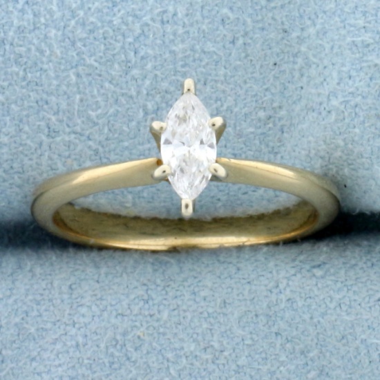 1/3ct Marquise Diamond Solitaire Engagement Ring In 14k Yellow And White Gold