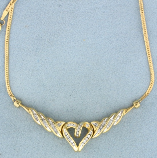 3/4ct Tw Diamond Heart Necklace In 14k Yellow Gold