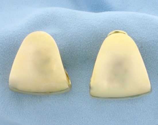 Heavy Oversized "j" Shape Clip-on Earrings In 14k Yellow Gold