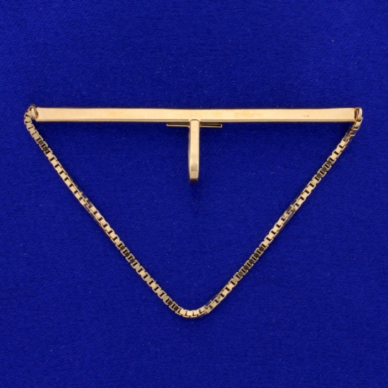 Vintage Tie Bar And Chain In 14k Rose Gold
