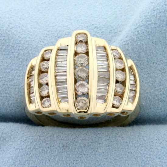 1.66ct Tw Channel Set Champagne Diamond Ring In 14k Yellow Gold