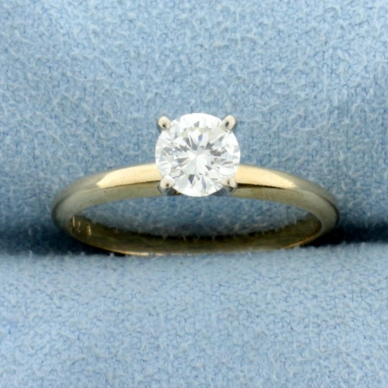 2/3ct Diamond Solitaire Engagement Ring In 14k Yellow And White Gold