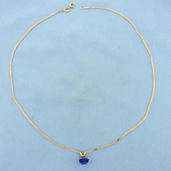 1.5ct Tanzanite Serpentine Link Necklace In 14k Yellow Gold