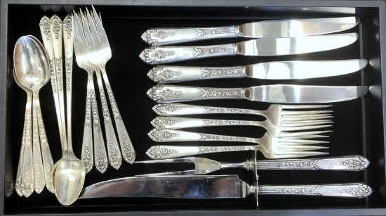 Vintage 21 Piece Royal Crest Promise Sterling Silver Flatware Set In .925 Sterling Silver