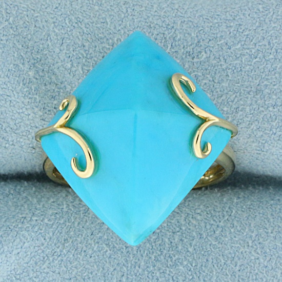 Persian Turquoise Statement Ring In 14k Yellow Gold