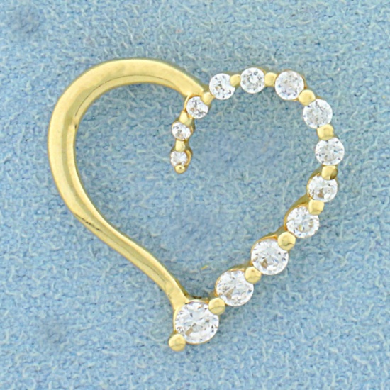 1/2c Tw Cz Heart Pendant In 14k Yellow Gold