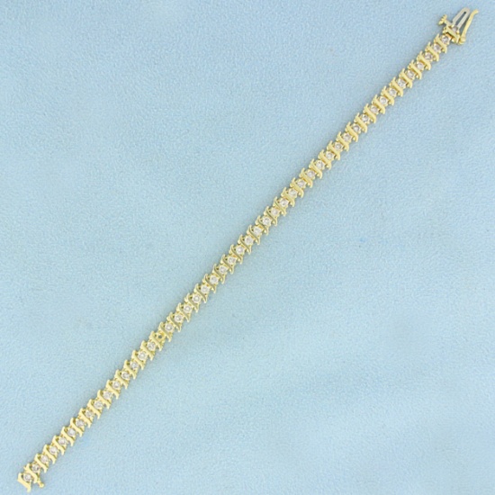 2ct Tw Diamond Tennis Bracelet In 14k Yellow Gold