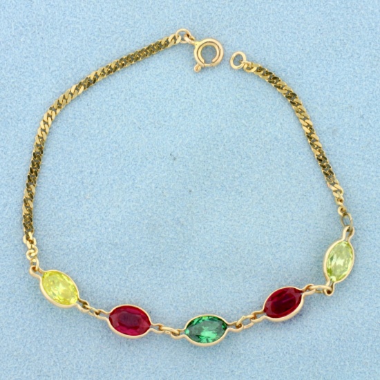 Multi-colored Topaz Bracelet In 14k Yellow Gold