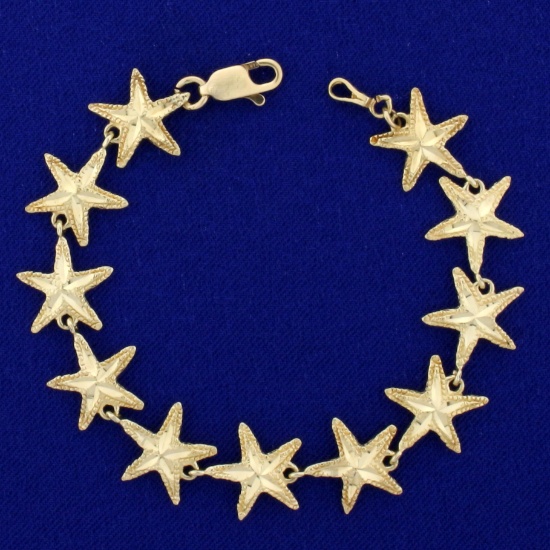 Starfish Link Bracelet In 14k Yellow Gold