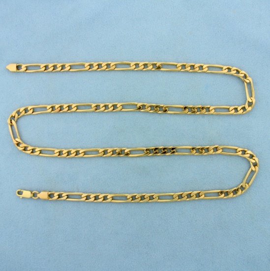 25 Inch Italian Made Figaro Link Chain Necklace In 14k Yellow Gold