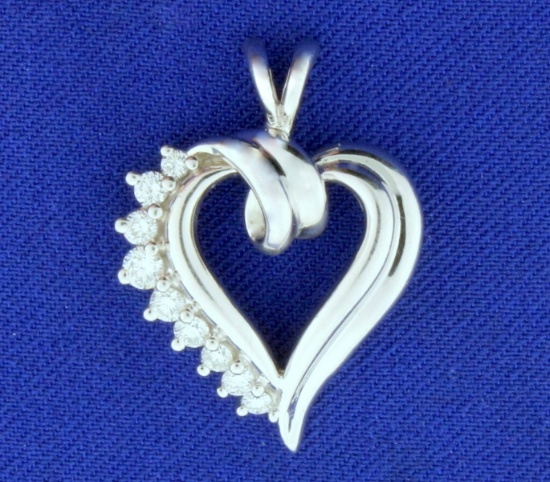 1/3ct Tw Diamond Heart Pendant In 14k White Gold