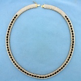 Designer 15ct Sapphire Necklace In Gold Plated Sterling Silver