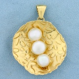 Italian Made Akoya Pearl Pendant In 14k Yellow Gold