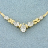 2ct Tw Pear And Marquise Cz Necklace In 14k Yellow Gold